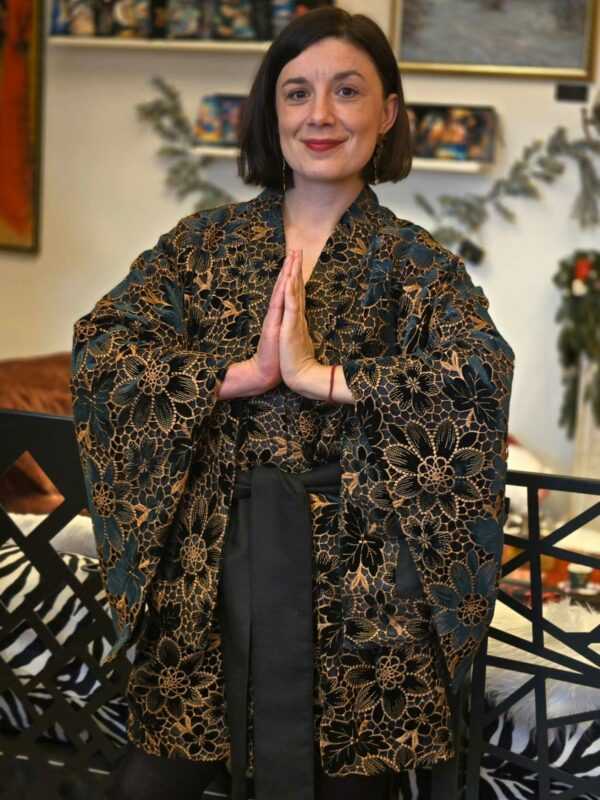 kimono/jakk d 4 "lux samet" roheline
